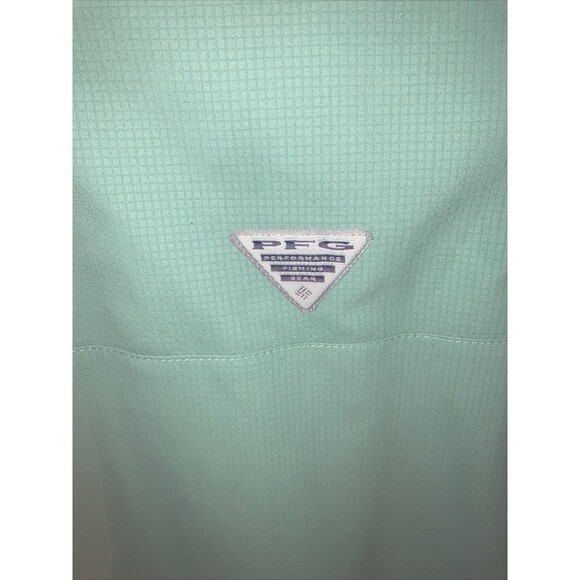 Men's Columbia PFG Hiking Fishing Button Front Shirt Large L - Green- Omni Shade - Picture 8 of 8